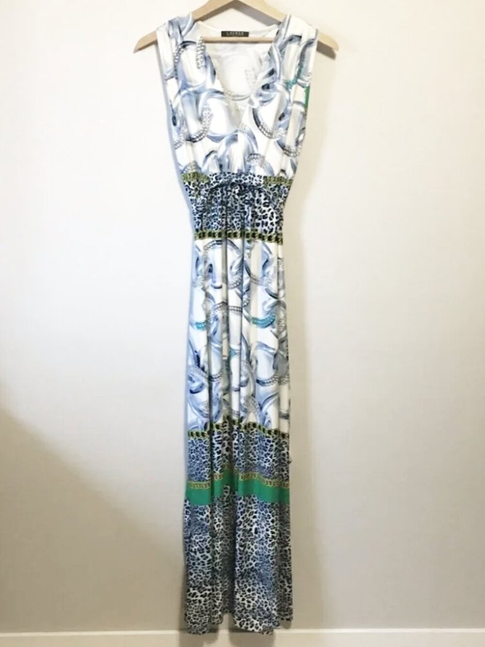 Lauren Ralph Lauren Leopard Diamond & Gold Chain High Waist Maxi Dress